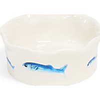 Petco White/Blue Fish Ceramic Cat Bowl