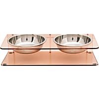 Petco Pink Acrylic Stainless Steel Cat Bowl Double Diner