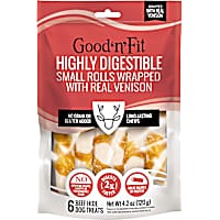 Good 'n' Fit Small Rolls Wrapped With Real Venison, Long-Lasting Highly Digestible Rawhide Chews For Dogs