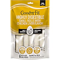 Good 'n' Fit Small Rolls With Real Chicken Liver Flavor Long-Lasting Highly Digestible Rawhide Chews For Dogs