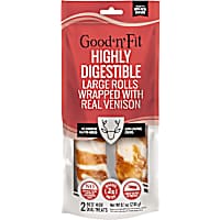 Good 'n' Fit Large Rolls Wrapped With Real Venison, Long-Lasting Highly Digestible Rawhide Chews For Dogs