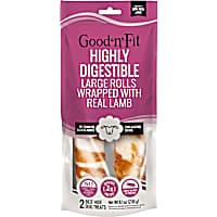 Good 'n' Fit Large Rolls Wrapped With Real Lamb, Long-Lasting Highly Digestible Rawhide Chews For Dogs