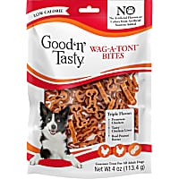 Good 'n' Tasty Triple Flavor Wag-A-Toni Bites, Low-Calorie Pasta-Shaped Dog Treats