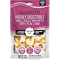 Good 'n' Fit Small Rolls Wrapped With Real Lamb Long-Lasting Highly Digestible Rawhide Chews For Dogs