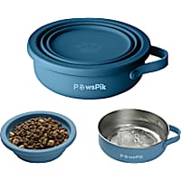 PawsPik 2-in-1 18/8 Stainless Steel & Silicone Dog & Cat Travel Bowl
