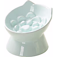 PawsPik Lynx Ceramic Raised Slow Ceramic Dog & Cat Elevated Food Bowl