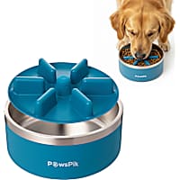 PawsPik Stainless Steel Double Wall Slow-Feed Puzzle Dog Bowl