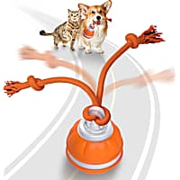 PawsPik Orange Rope Runner Interactive Squeaky Rechargeable Dog Ball & Rope Toy