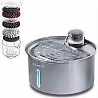 PawsPik PureFlow MAX Stainless Steel Curve Dog & Cat Water Fountain