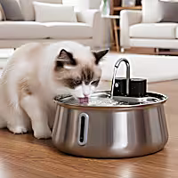 PawsPik Stainless Steel Battery-Operated Round Dog & Cat Water Fountain