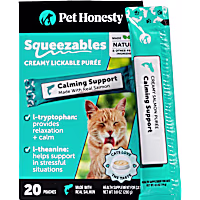 Pet Honesty Calming Squeezables Salmon Flavored Creamy Lickable Puree Supplement for Cats