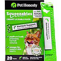 Pet Honesty Hairball Support Squeezables Salmon Flavored Creamy Lickable Puree Supplement for Cats
