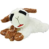 Multipet International Holiday Lamb Chop Holding a Gingerbread Cookie 10.5" Dog Toy