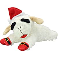 Multipet International Holiday Lamb Chop with Santa Hat and Buckles 10.5" Dog Toy