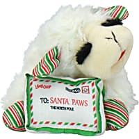 Multipet International Holiday Lamb Chop Letter to Santa Paws 6" Dog Toy