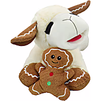 Multipet International Holiday Lamb Chop Holding a Gingerbread Cookie Jumbo Dog Toy