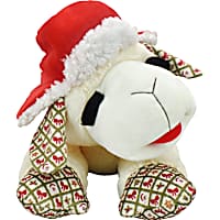 Multipet International Holiday Lamb Chop with Trapper Hat Jumbo Dog Toy