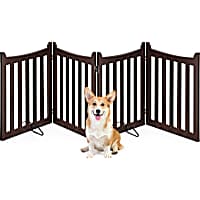 Topeakmart Tall 4-Panels Wooden Fence for Dogs