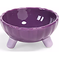 Petco Purple Fluted Ceramic Low Pedestal Cat Bowl