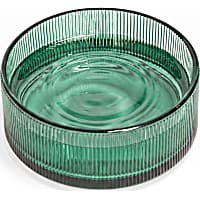 Petco Green Ribbed Glass Dog Bowl