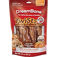 DreamBone Pumpkin Spice Flavored Twists Wrapped in Chicken Rawhide-Free Chews for Dogs