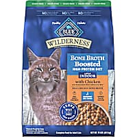 Blue Buffalo Wilderness Chicken Bone Broth Boosted High-Protein Diet, Grain-Free Dry Food for Adult Indoor Cats