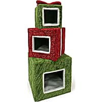 Prevue Pet Products Christmas Gift Stack Hideaways Cat Condo Tree with Hideaways