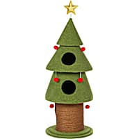 Prevue Pet Products Santa Kitty Christmas Tree Cat Condo with Multiple Hideaways and Toys