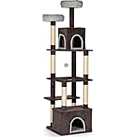 Prevue Pet Products Greycastle Estates Cat Tower with Scratching Posts, Toy Ball, Hideaway Beds and Platform Perches