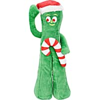 Multipet International Gumby Plush with Santa Hat and Candy Cane Dog Toy