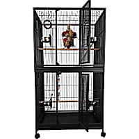 A&E Cage Company 40" x 30" Black Double Stack Breeder Cage