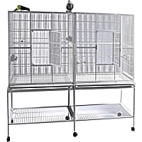A&E Cage Company 64" x 21" Platinum Double Flight Cage with Divider