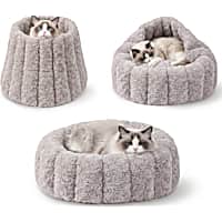 PawsPik 3-in-1 Convertible Plush Pet Cave & Donut Bed