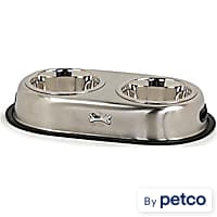 EveryYay Dining In Brushed Stainless Steel No-Tip Dog Double Diner