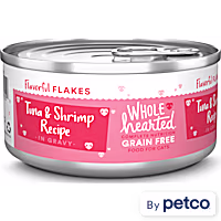WholeHearted All Life Stages Canned Cat Food - Grain Free Tuna and Shrimp Recipe Flaked in Gravy