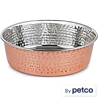 EveryYay Dining In Copper-Plated and Hammered Stainless-Steel Dog Bowl