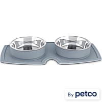 EveryYay Silicone Double Diner Stainless Steel Dog Bowl Set