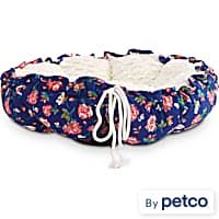 EveryYay Snooze Fest Navy Floral Printed Round Cat Bed