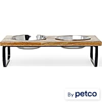 EveryYay Better Together Elevated Wood Double Diner with Stainless-Steel Bowls for Dogs