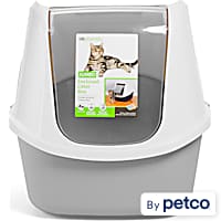 Covered litter box deals with door