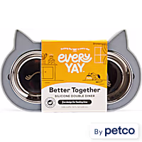 EveryYay Better Together Cat Face Double Diner for Cats