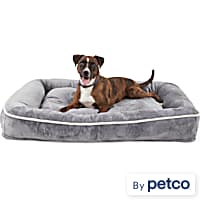 EveryYay Essentials Snooze Fest Grey Rectangle Lounger Dog Bed With Orthopedic Fill