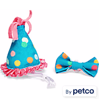 YOULY Birthday Cat Hat and Bowtie Set