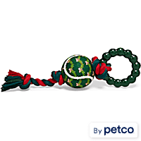 Merry Makings Holiday Garland Rope Tennis Ball Tug Dog Toy