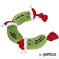 Merry Makings Plush Holiday Pickles on Rope Dog Toy