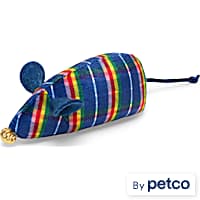 Merry Makings Blue Plaid Mouse Cat Toy