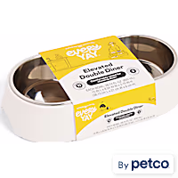 EveryYay Elevated Plastic Double Diner with Stainless Steel Dog Bowls