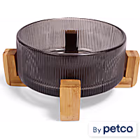 EveryYay Elevated Glass Dog Bowl and Bamboo Stand