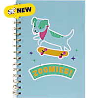 Oodles Zoomies Dog Blue Spiral Notebook