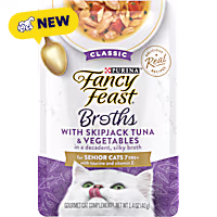 Purina Fancy Feast Broth Topper Classic with Skipjack Tuna & Vegetables Lickable Senior Wet Cat Food